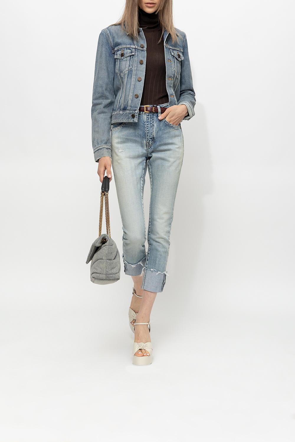 シューズ・サンダルその他 SAINT LAURENT Woman Heeled sandals Grey 606713AAAOE 1906 Saint Laurent 'Bianca' platform sandals | Women's Shoes | Vitkac